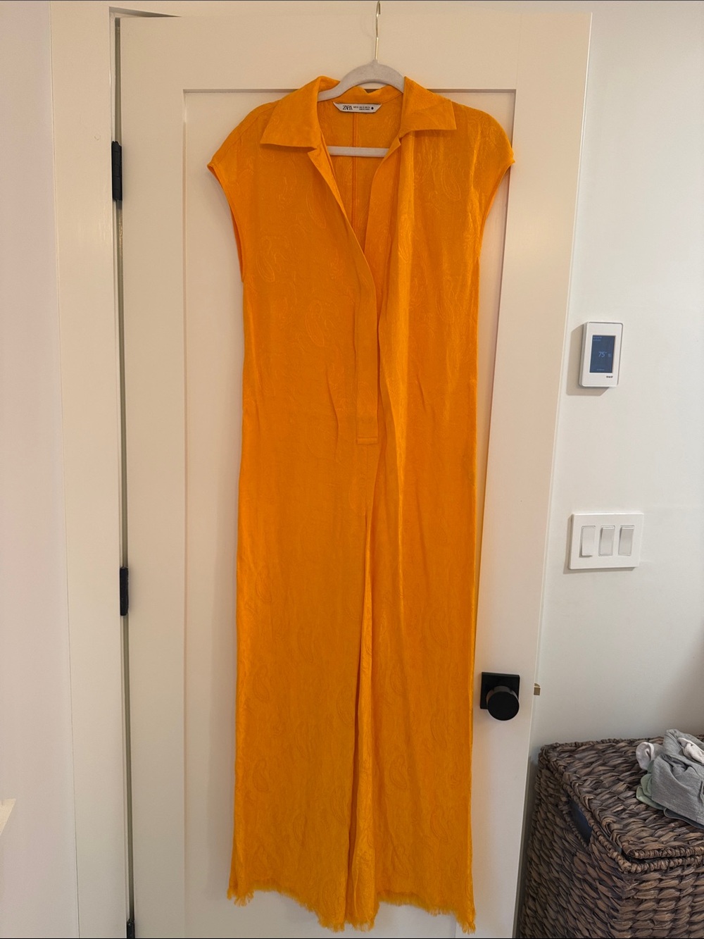Zara Orange Short-Sleeve Collared Jumpsuit